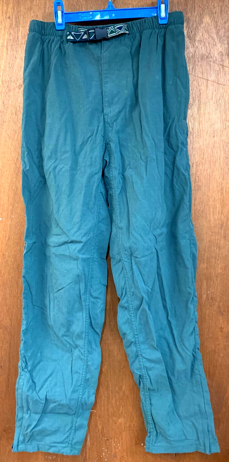 Vintage LL BEAN Nylon Quick Dry Green Hiking Pants w/Belt Ankle Zip Men's Size S