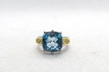 sterling silver chunky cusion cut blue topaz gemstone ring sz 7 925