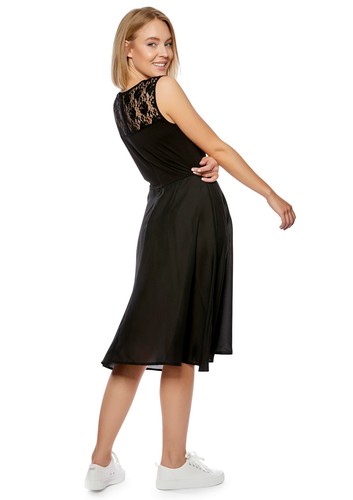 Z5055-K6-SW) ABITO DONNA COCKTAIL MATRIMONIO FESTA SERA NERO PIZZO TG 36 (S) - Foto 3 di 3