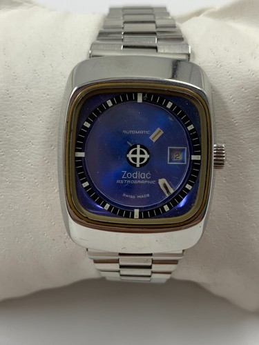 1970's Vintage Zodiac Astrographic Watch Automatic Mystery Dial Blue 26mm Ladies - Picture 7 of 23