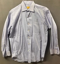 Robert Talbott Blue 100% Sturdy Cotton Mens Dress Shirt EUC 16.5-35 L