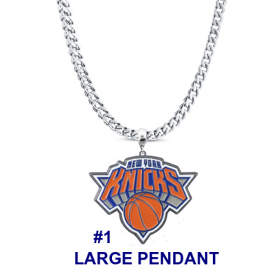 New York Knicks Team Logo Pendant Necklace on a 3mm Stainless-Steel Curb Chain