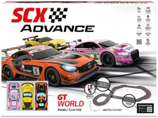 SCX 1/32 Scale ADVANCE 2.0 GT World Race SET wireless race set with lights!