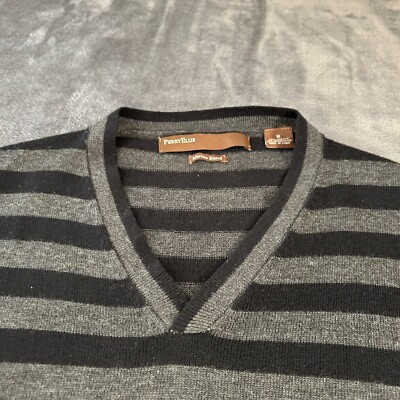 Perry Ellis Sweater Mens Medium Gray Black Pullover