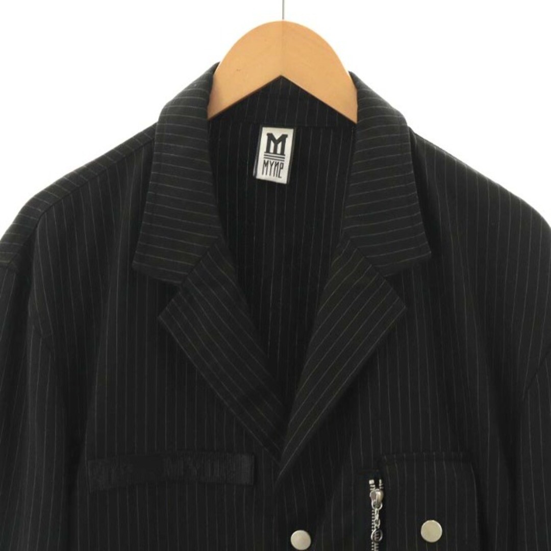 myne mine jacket stripe pattern L black AN21 Used myne mine jacket stripe pattern L black AN21 Used