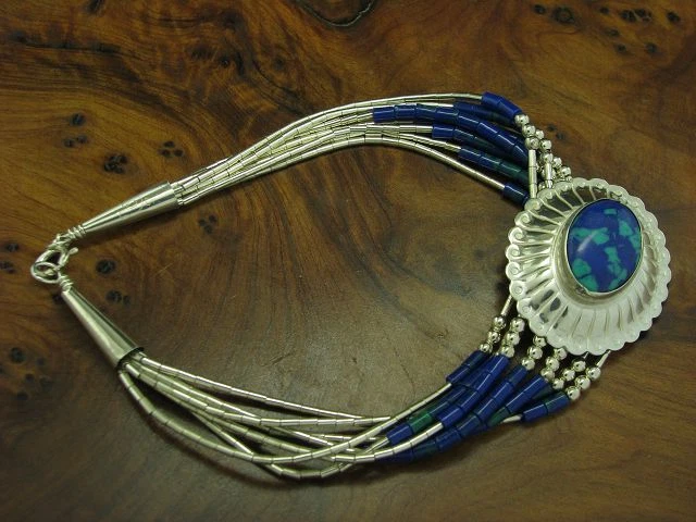 925 Argento Sterling Set Gioielli Con Pietra Ricoperto/Collier & Bracciale / - Immagine 4 di 4