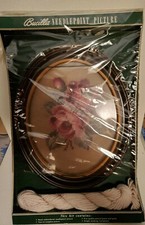 Bucilla Needlepoint Picture Kit 4045 Framed Pic Floral Peony Mahogany New VTG