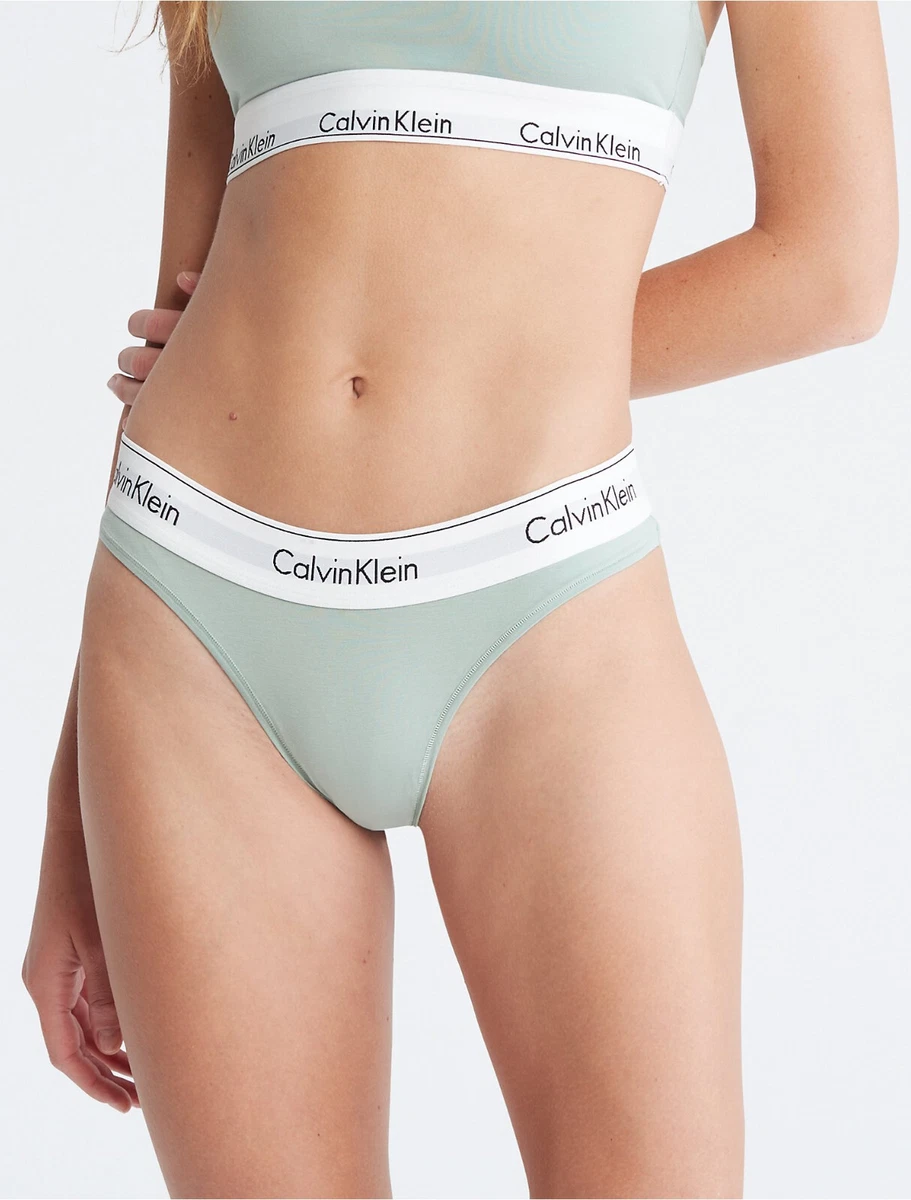 Calvin Klein Women's Modern Cotton Stretch Thong Panties, Sage Meadow, Xs