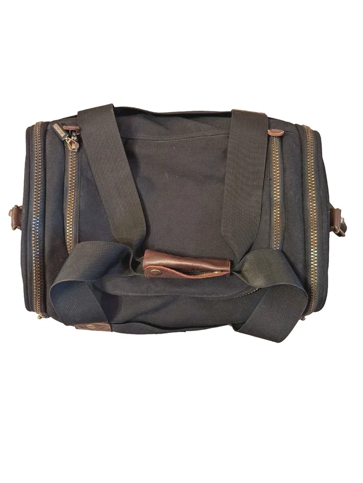 [VINTAGE] Eddie Bauer Black Canvas Brown Leather Duffle Bag Travel Carry On - Image 3 of 4