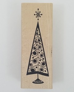 Rubber-Stamp-Retro-Christmas-Tree-Inkadinkado-Holiday-Cards-Winter-Wood-New