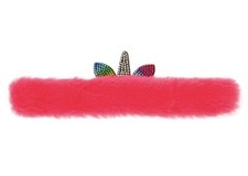 Claire  s pink faux fur rhinestone unicorn slap bracelet easter basket filler nwt