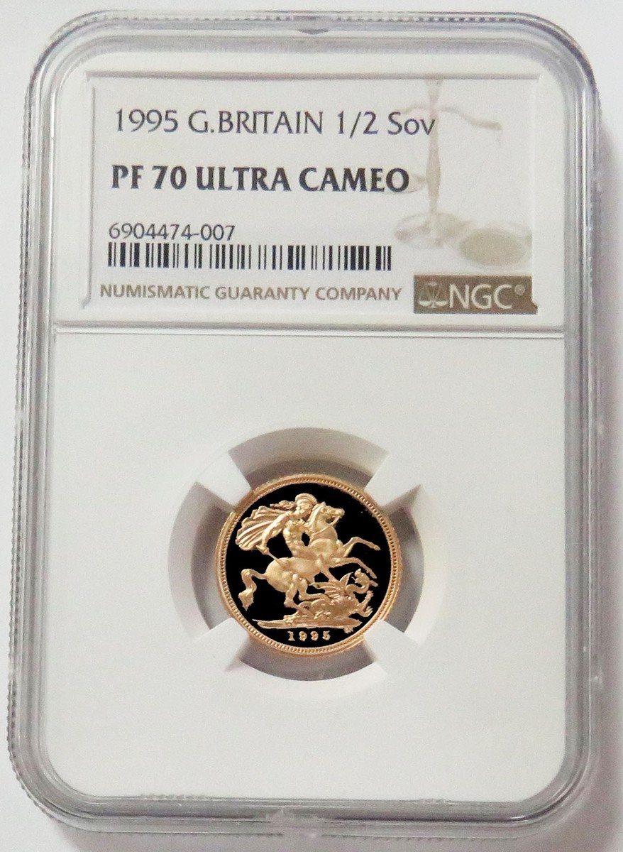 1995 GOLD GREAT BRITAIN PROOF 1/2 SOVEREIGN NGC PROOF 70 UC