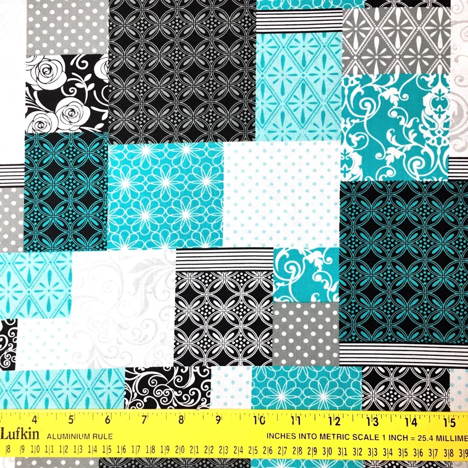 Paisley Patchwork Rose Cherish Patch Turquoise Sewing Quilting Fabric FQ - image 3 of 3