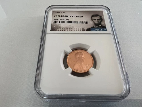 1995-S LINCOLN CENT NGC PF70 ULTRA CAMEO PORTRAIT LABEL "TOP POP NGC VALUE $110"