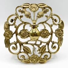 RARE Antique 5.5" Wide Cast Brass Medallion - Architectural Salvage Hardware