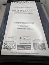 Hotel Style 600 Thread Count Blue Solid 2 Pillowcases Cotton Standard/Queen