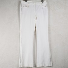 St John Collection White Embellished Flare Pants Size 6