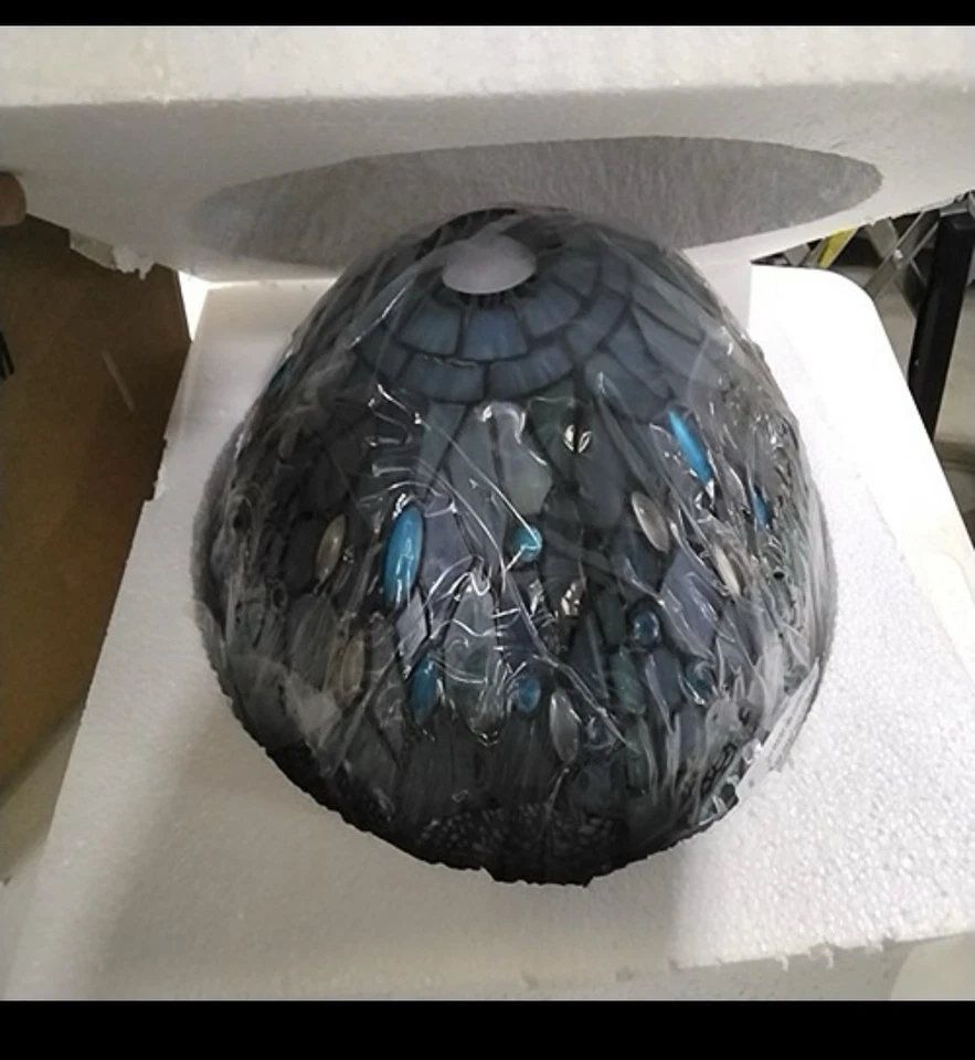 Tiffany Floor Lamp Sea Blue Stained Glass Dragonfly Standing Reading Light 16... - Image 2 of 2