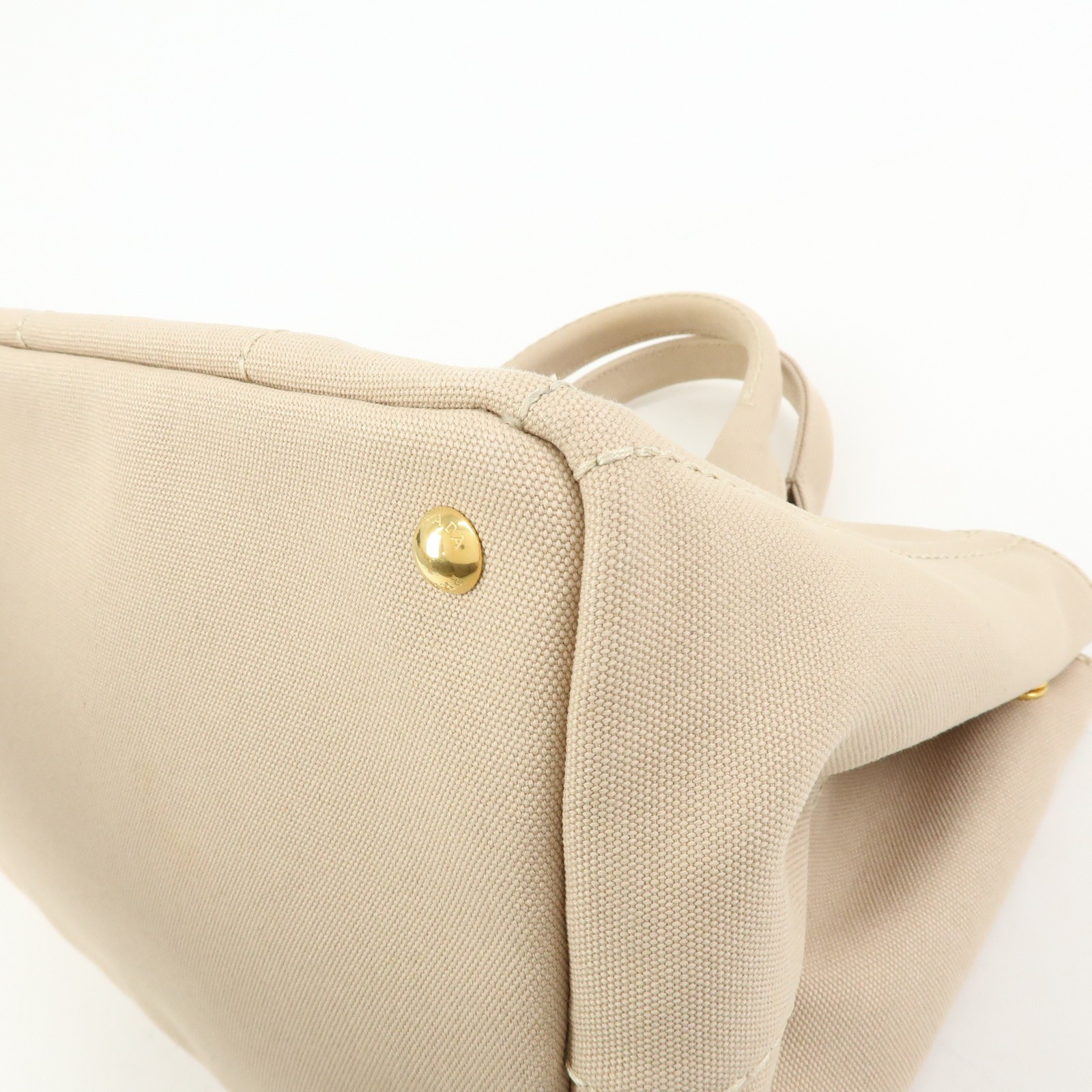 PRADA Canapa Triangle Logo 2Way Tote Hand Shoulder Bag Beige B1877G Used F/S thumbnail 9
