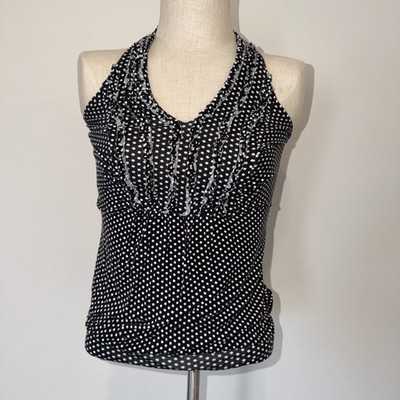 Rue 21 Y2K Women s Black Polka Dot Halter Top Size Medium