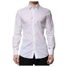 DOLCE & GABBANA Shirt White Cotton GOLD Long Sleeves Formal 37/US14.5/XS $420