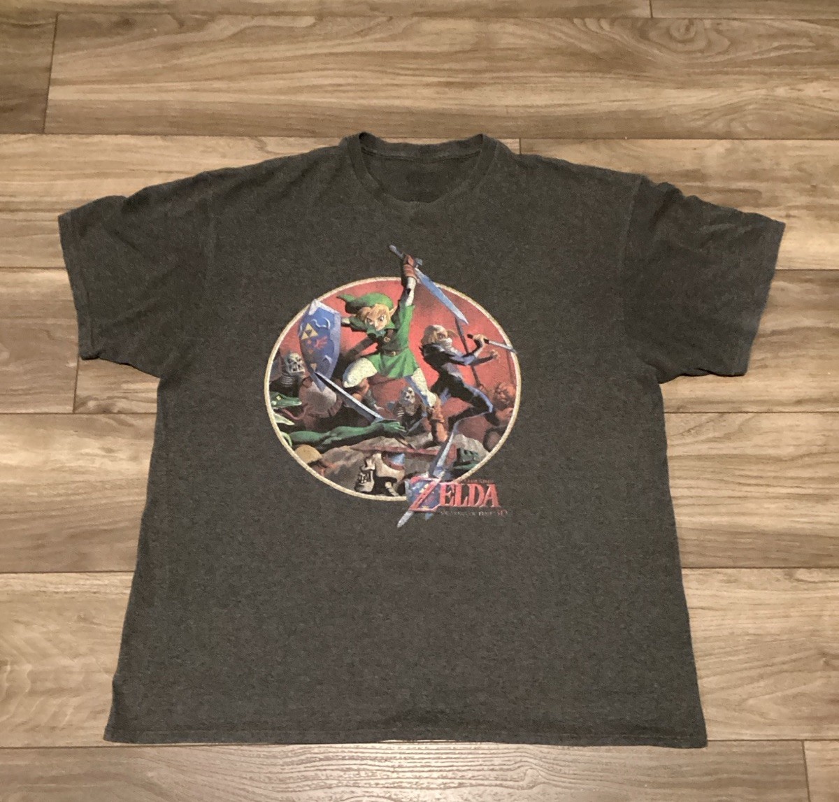 Vintage Zelda Ocarina of Time Link Graphic Dark Gray Men's T-Shirt