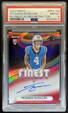 2025 Topps Finest Tetairoa McMillan Rookie Auto Red Refractor RC JSY #4/5 PSA 8