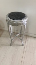 Kleiner Tisch Etagere Holz Blatt Silber Louis XV Marmor Schwarz K106