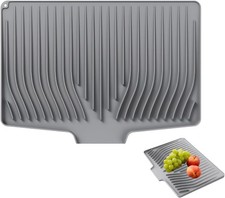 Silicone Dish Drying Mat with Raised Drainage Edges,Non-Slip and