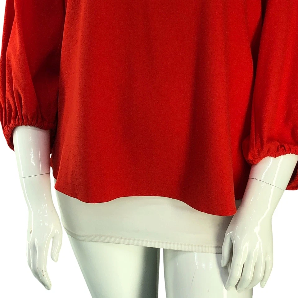 Blusa Top Hugo Boss Mujer Talla 8 Manga 3/4 Cuello Barco Roja Reciente *PEQUEÑO DEFECTO Foto 3 de 4