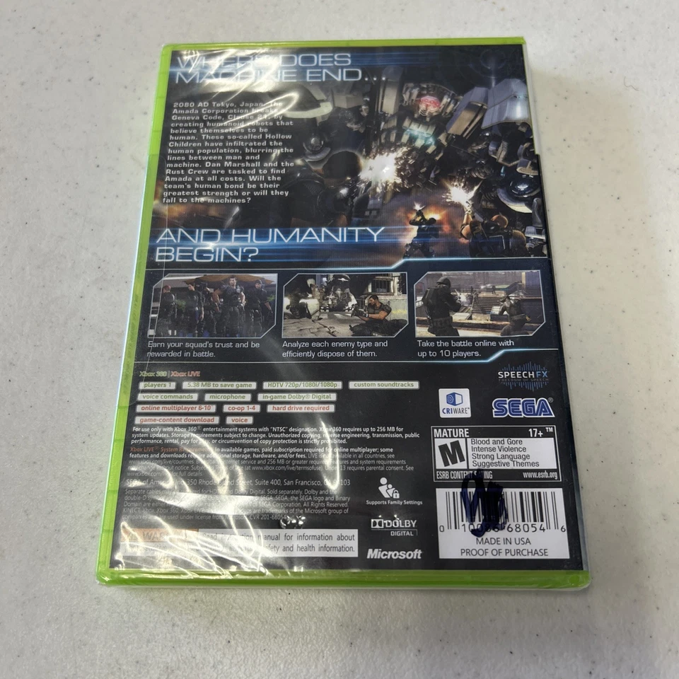 Binary Domain (Xbox 360 2012) Sealed Brand New Sega FPS Microsoft Shooter Game - Image 3 of 3
