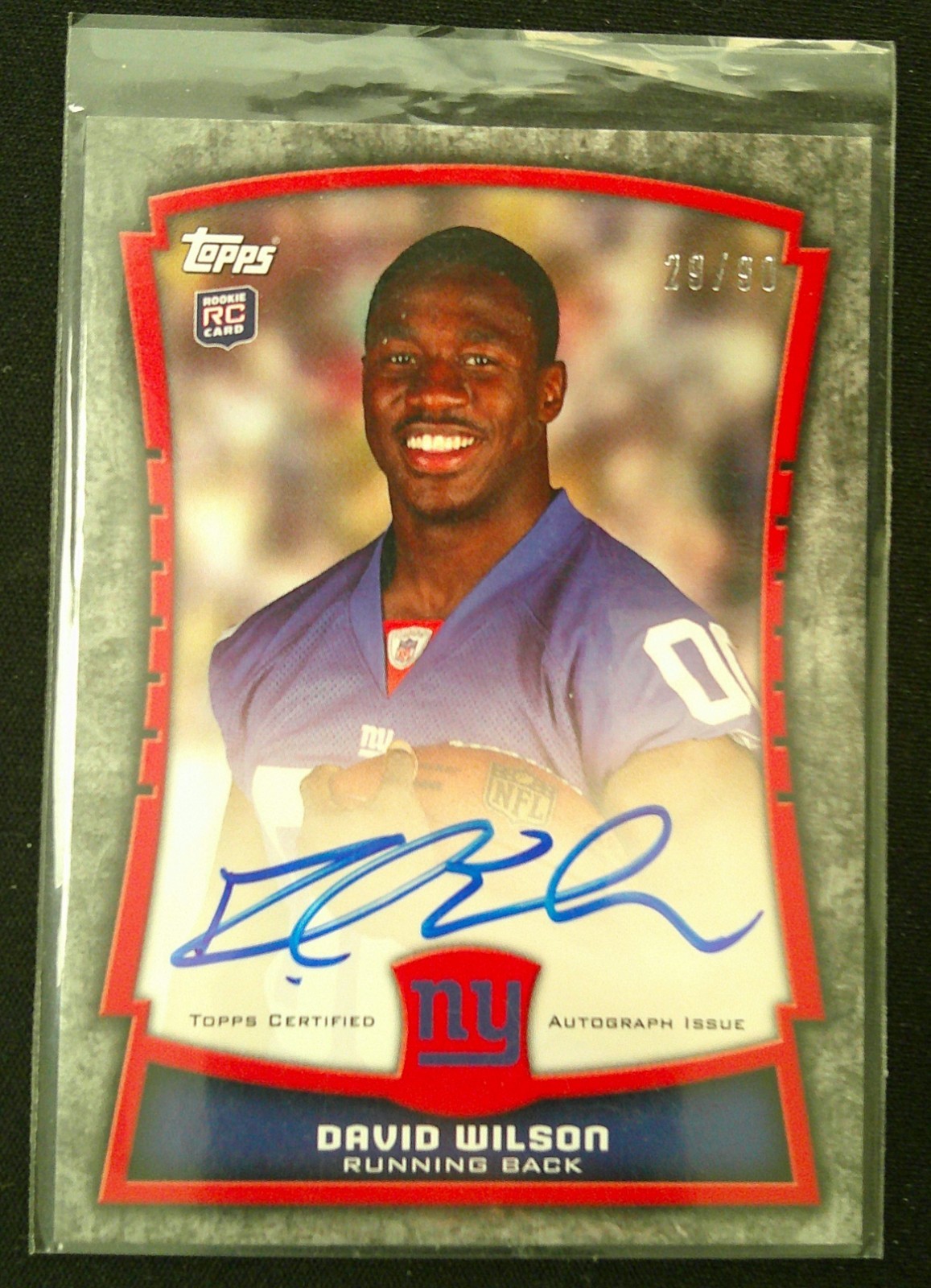 David Wilson Topps Kickoff #28 Autograph