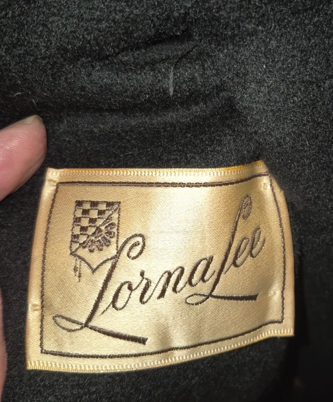 Abrigo Largo de Invierno Lorna Lee Cuello de Piel Negro Sólido LS Lana Talla 2X/3X De Colección Foto 4 de 4