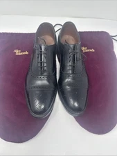 Mens Allen Edmonds Strand Black Leather Cap Toe Dainite Oxford Dress Shoes 8B