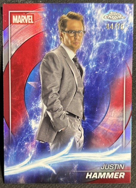 2025 Topps Chrome Marvel Studios Justin Hammer Captain America Red Refractor #76