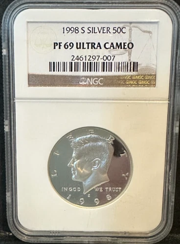 1998-S Silver 90% PF69 Ultra Cameo NGC Kennedy Half Dollar Proof Coin