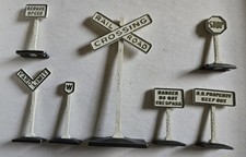 Lot Of 7 Vintage Lionel Model Train Signal Signs W/ Metal Bases