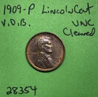 1909-P VDB Lincoln Wheat Cent 1c Uncirculated Cleaned