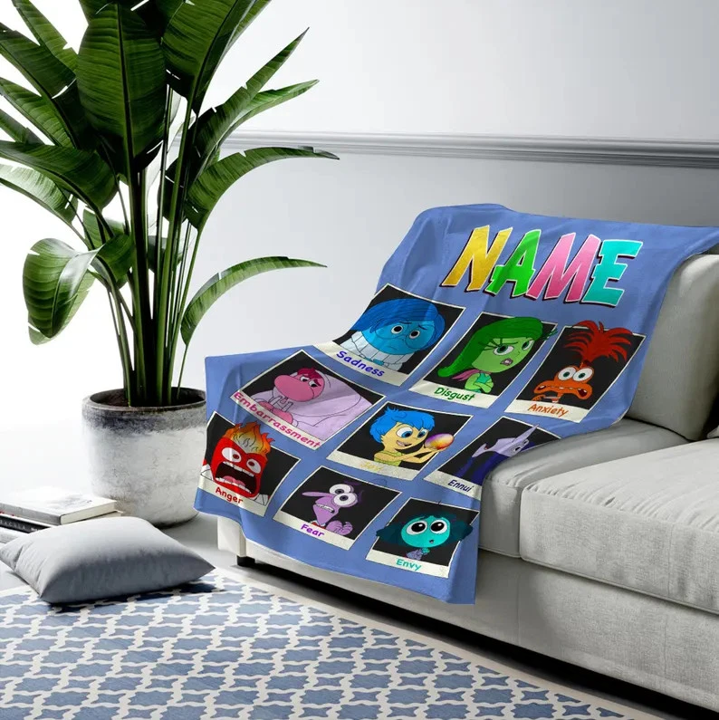 Disney Pixar Inside Out 2 Emotion Characters Photos Customize Fleece Blanket