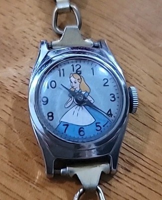 Disney Alice in Wonderland 腕時計 Vintage 1950s Disney ALICE IN WONDERLAND Watch US TIME Wristwatch