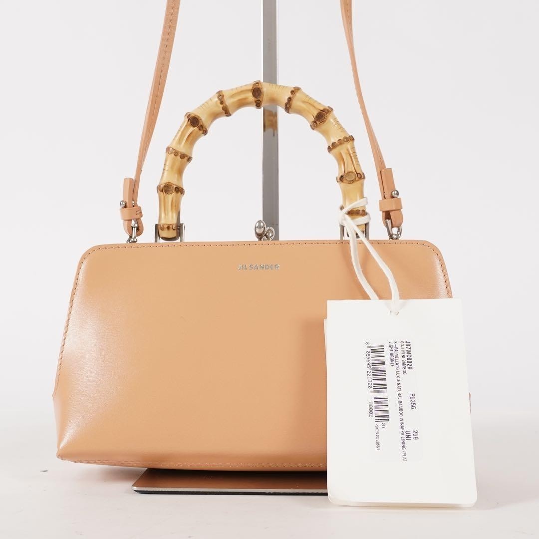 Jil Sander Goji Bamboo Leather Beige 2Way Shoulder Handbag Tag