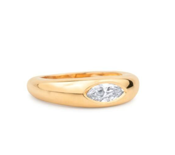 0.30CT Marquise Cut White Moissanite, 10K Yellow Gold Women's Daily Wear Ring
