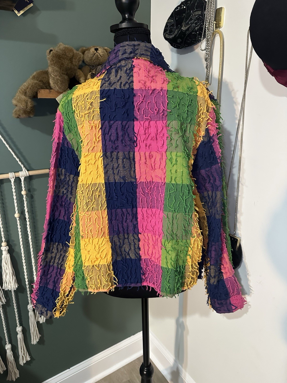 90s Colorblock Patchwork Jacket Medium Textured F… - image 3