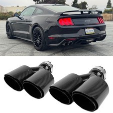 For 2015-2023 Ford Mustang GT 3" in Dual 4" Out Exhaust Tip Muffler Carbon Fiber
