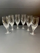 Set Of 6 Mikasa Crystal Olympus Iced Tea Goblets Glasses 8-3/8" Cut Swirl-EUC