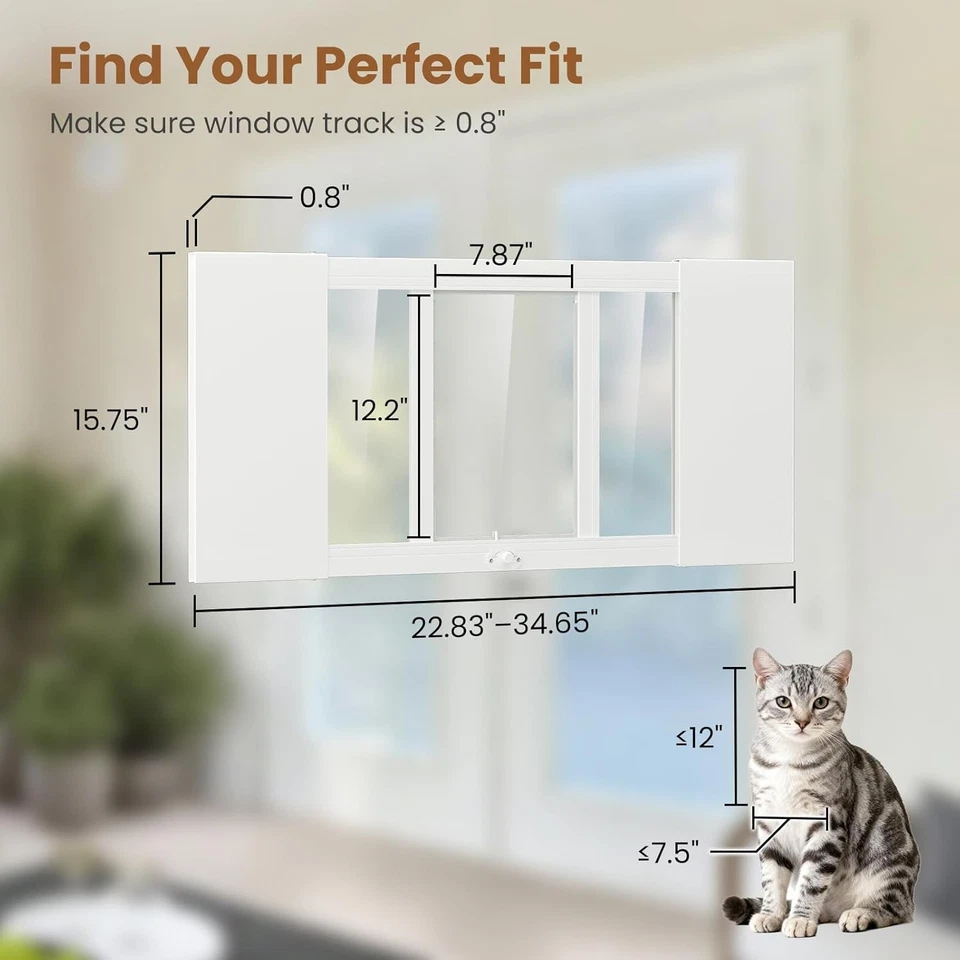 Puerta para mascotas con ventana MOPHOTO para gato y perro pequeño, se adapta a ventanas de 22,83"- 46,46" de ancho Foto 3 de 4