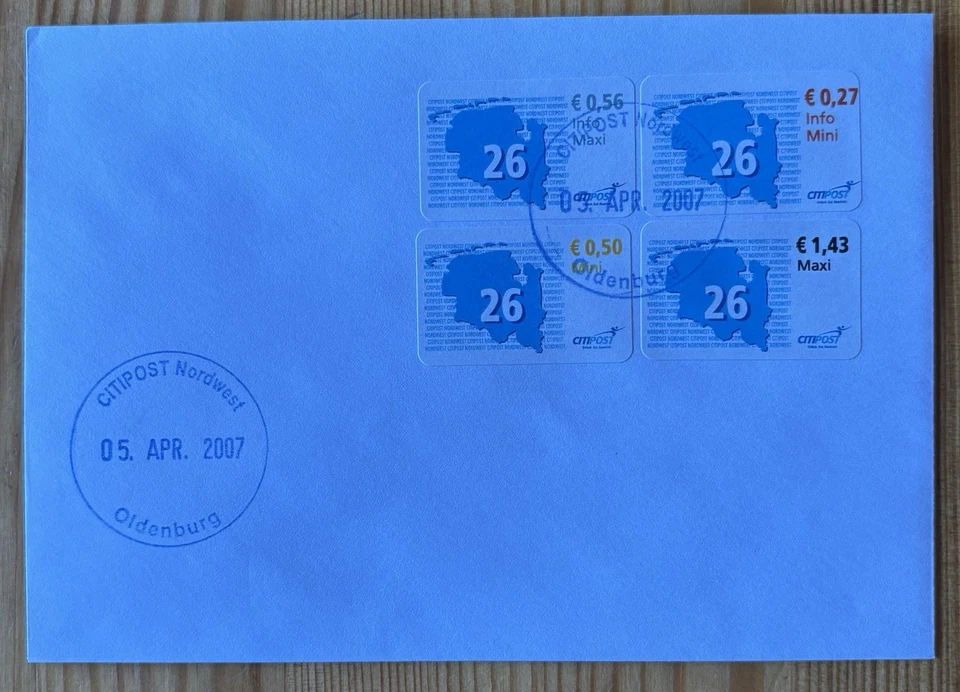 Privatpost Citipost Nordwest Ersttagsbrief FDC kompletter Satz #220 - Bild 1 von 1