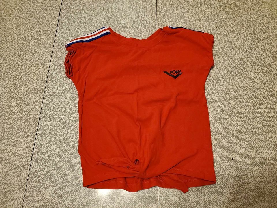 Camicia vintage anni 90 ragazza marca pony media 10 12 rossa maglia atletica crop