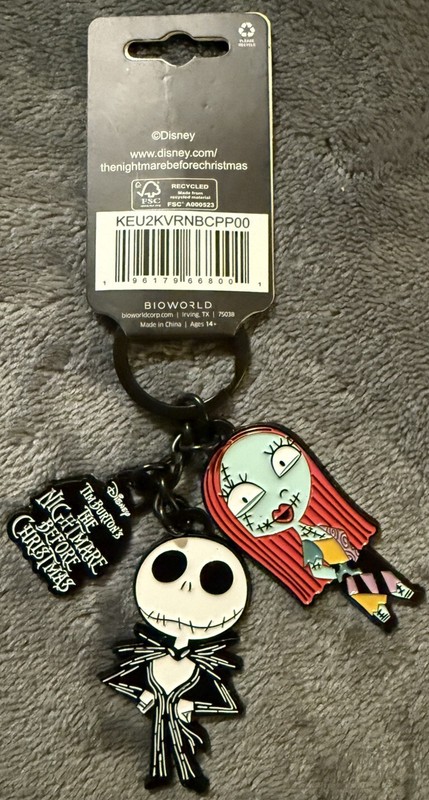 New With Tags!! Nightmare Before Christmas Jack and Sally Multi-charm Keychain