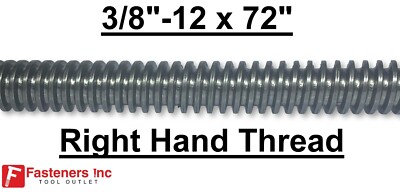 3/8''-12 x 72'' Acme Threaded Rod Right Hand RH 3/8-12 x 6ft. Plain Steel CNC LC